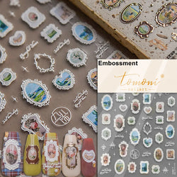 Round Jeans Square Sexy Blue Series Cowboy Lucky Beautiful Letter Self Adhesive Nail Art Sticker Pearl Rhinestone Manicure Decal (ONLINE ORDER ONLY)