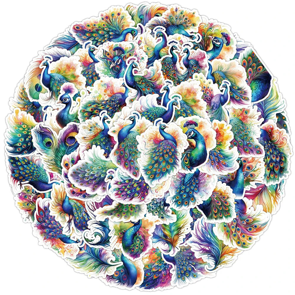 Peacock Cartoon Stickers Waterproof Decals for Bike, Luggage, Laptop (Online Order Only)