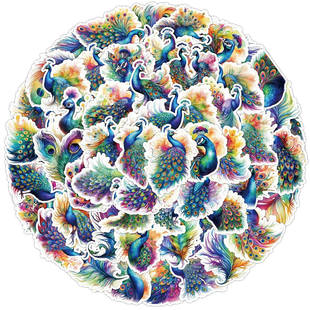 Peacock Cartoon Stickers Waterproof Decals for Bike, Luggage, Laptop (Online Order Only)