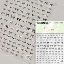 Chic Shiny Lace Pink Black White Bowknot Pearl Rhinestones Charming 3D Self Adhesive Nail Art Decoration Sticker Manicure Decals (Online Order Only)