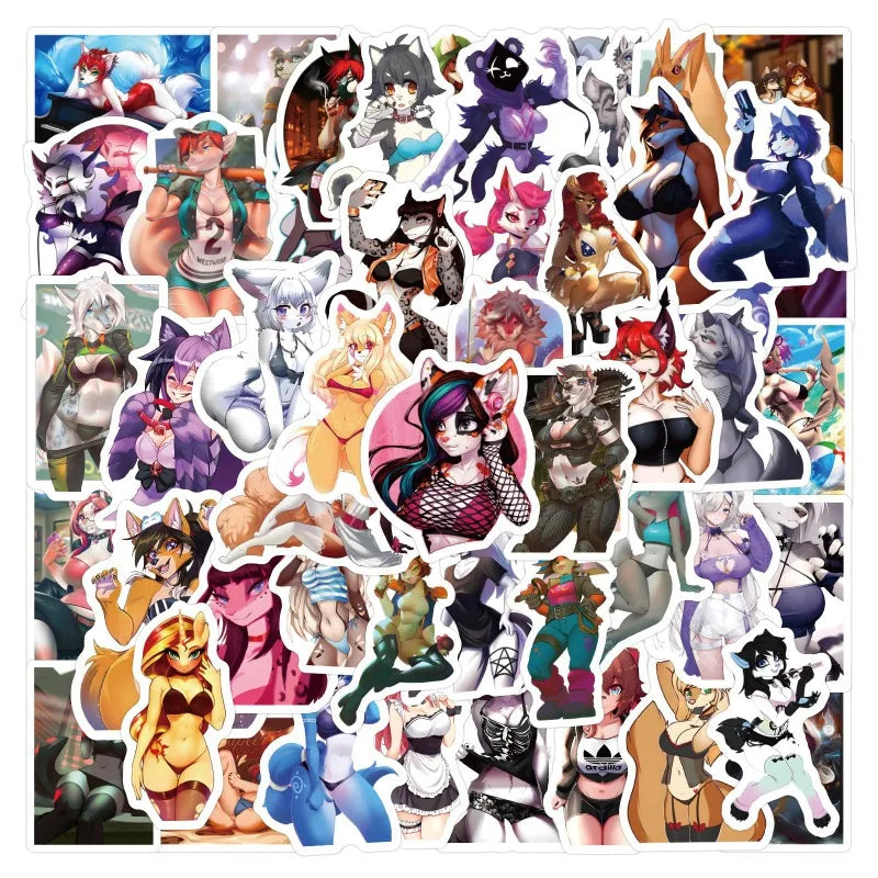60pcs Sexy Furry Stickers for Laptop, Phone, Car, Scooter, Water Bottle, Suitcase, Stationery, Refrigerator (ONLINE ORDER ONLY)