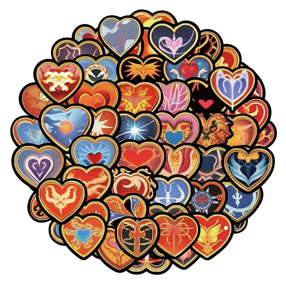 AI Heart-Shaped Stickers for Suitcase, Skateboard, Laptop, Luggage, Fridge, Phone, Car - 10/30/60Pcs Decals (ONLINE ORDER ONLY)