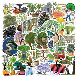 Vintage Cartoon Forest Tree Stickers Decals - Waterproof for Skateboard, Laptop, Car, Luggage, Fridge (10/30/50pcs) (Online Order Only)