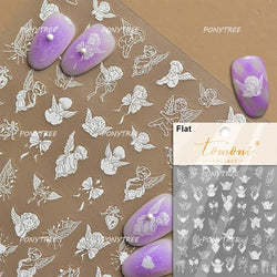 Angel Bowknot Stone Statue Vintage Photo Frame Flower Bed Bouquet Garden Rose Crown Adhesive Nail Art Stickers Manicure Decals (ONLINE ORDER ONLY)