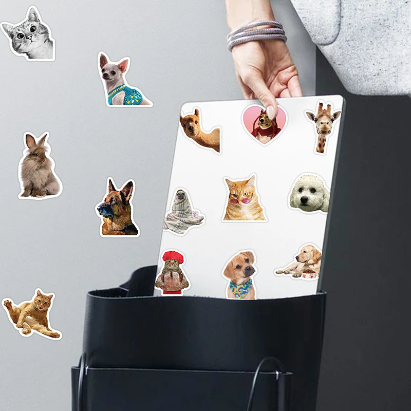 52pcs Cute Dogs Cats Animal Stickers For Luggage Laptop Water Bottle Vinyl Waterproof Graffiti Bicycle Car Decals Kids Toy (ONLINE ORDER ONLY)