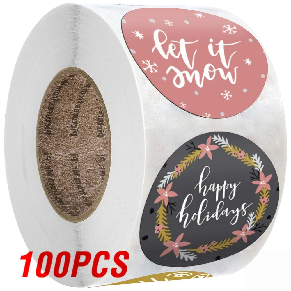 100-500 Pcs Golden Font Merry Christmas Sticker Thank You Sticker Seal Label For Envelope Gift Wrapping Scrapbook 1 Inch (ONLINE ORDER ONLY)
