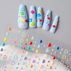 1Sheet Valentine's Day Decals 5D Nail Art Stickers Heart Self-Adhesive Slider Love Letters DIY Manicure Accessories "Dopamine" % (ONLINE ORDER ONLY)