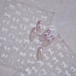 1Sheet Luxury Crystal diamond Nail Charms Stickers Lace Bow Self Adhesive Sticker For Nails Ribbon Decals Nail Decorations Parts (ONLINE ORDER ONLY)