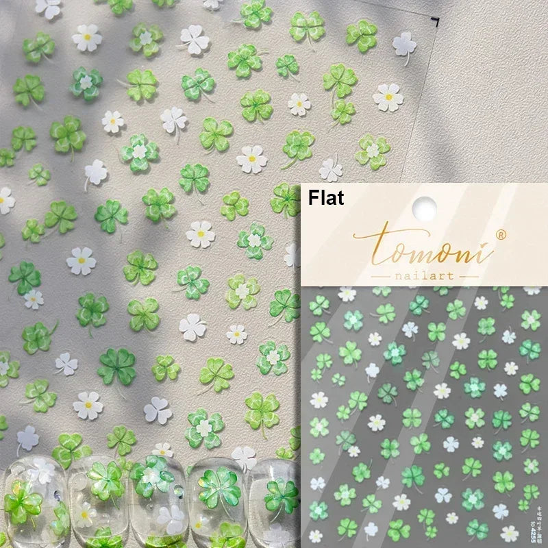 Autumn Fall Maple Leaves Ginkgo Leaf Osmanthus Chrysanthemums Rabbit Bunny Plant Flower Relief Nail Art Sticker Decoration Decal (ONLINE ORDER ONLY)
