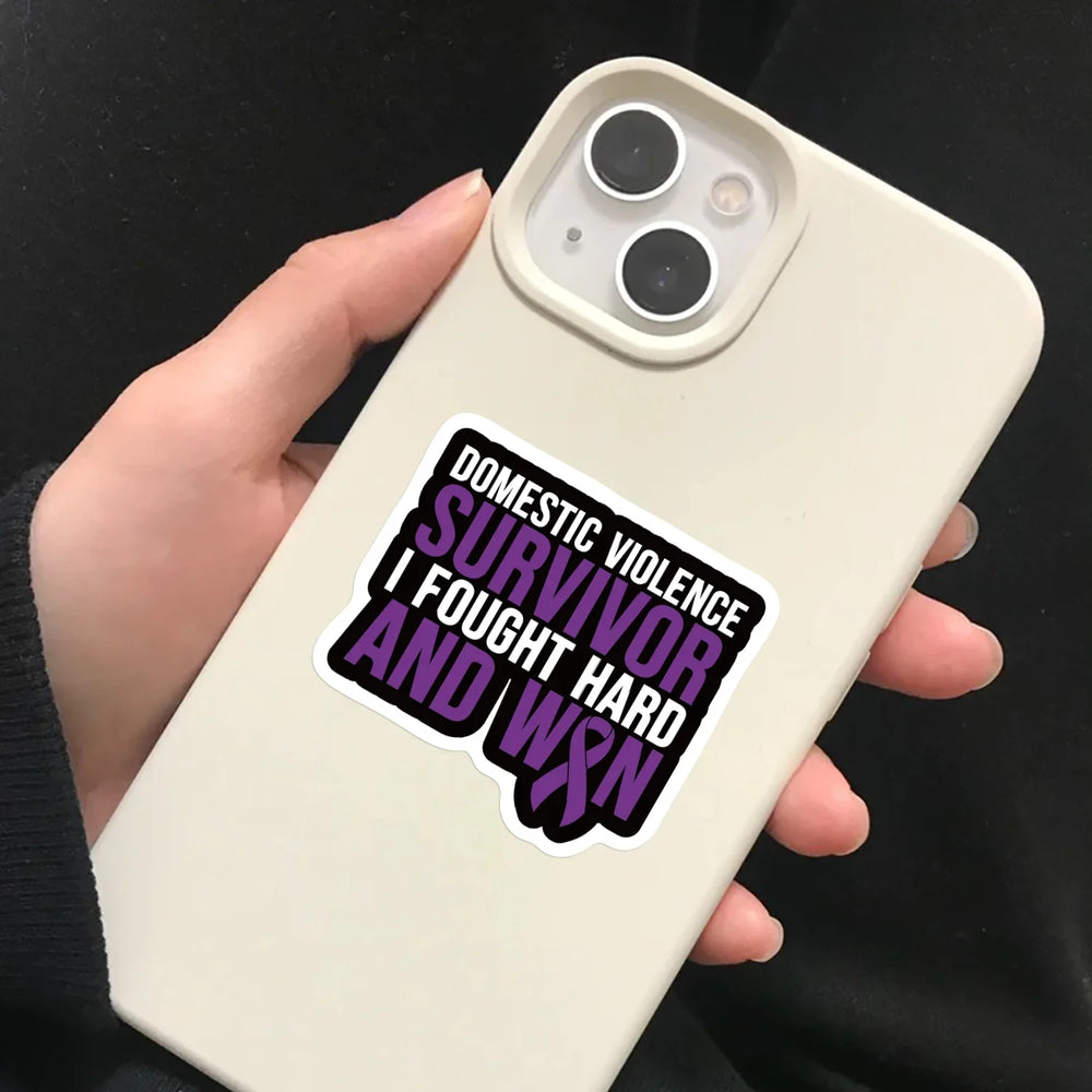 50Pcs Fight Domestic Violence Slogan Stickers Graffiti Personalized Decoration For Guitar Laptop Luggage DIY Waterproof Sticker (ONLINE ORDER ONLY)
