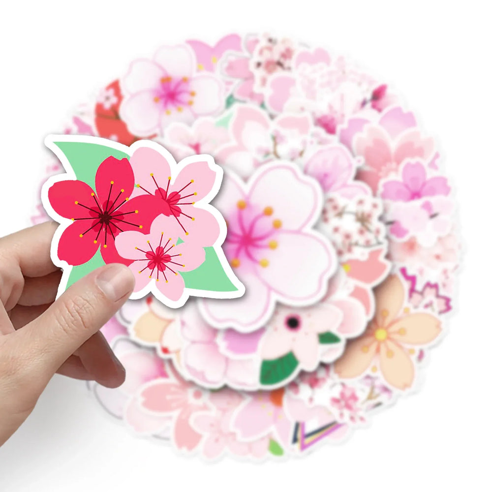 10/30/50PCS Pretty Cherry Blossoms Sakura Flowers Stickers DIY Water Bottle Laptop Refrigerator Luggage Graffiti Sticker Kid Toy (ONLINE ORDER ONLY)