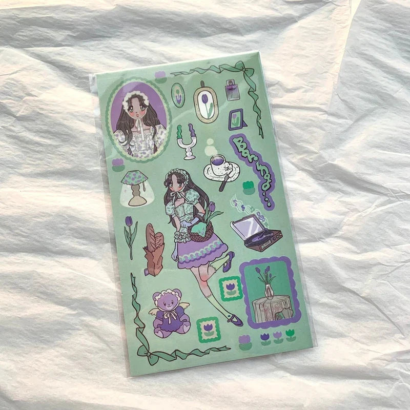 Korean ins Sweet Cool Girl Sticker Diary Scrapbooking DIY Album Decoration Sticker Aesthetic Stationery Art Supplies Personalizd (ONLINE ORDER ONLY)