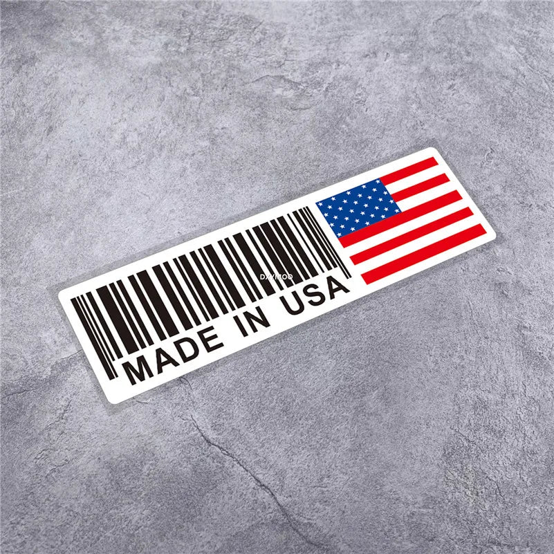 National Flag Bar Code Made in Germany Switzerland USA Italy Stickers Car Styling Vinyl Tape Motorcycle Decal Waterproof (ONLINE ORDER ONLY)