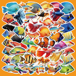 Colorful Sea Life Fish Stickers for Phone Laptop Luggage Skateboard Decals Gift (ONLINE ORDER ONLY)
