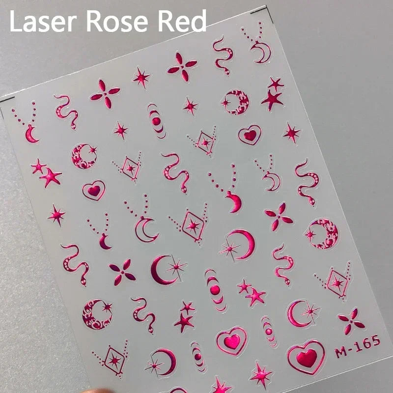 Shiny Laser Constellation Totem Pink Blue Gold Silver Shell Starfish Moon Star 3D Self Adhesive Nail Art Sticker Manicure Decals (ONLINE ORDER ONLY)