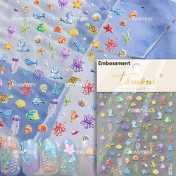 Beach Colourful Conch Dolphin Shell Starfish Jellyfish Star Summer Sea Wave Vacation Mode Water Bubble Nail Art Stickers Decals (Online Order Only)