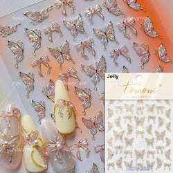 Cute Jelly Bowknot Butterfly Chic Animals Ribbon Tie Shine 3D Fantasy Nail Art Decorations Stickers DIY Dreamy Manicure Decals (Online Order Only)