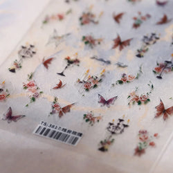 Charming Butterfly Candle Holder Candlestick Chic Rose Flower Romantic Self Adhesive Nail Art Stickers Rhinestone Manicure Decal (ONLINE ORDER ONLY)