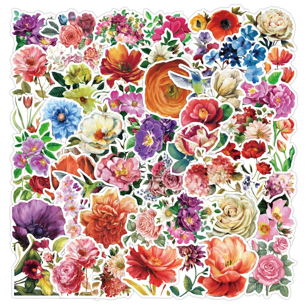 50pcs Sunflower Bee Waterproof Stickers for Laptop, Phone, Car, Skateboard Decoration (Online Order Only)