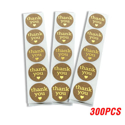 Round Thank You Stickers With Heart 1inch 100-500pcs Gold Foil Label Stickers Gift Packaging Seals Kraft Stationery Sticker (ONLINE ORDER ONLY)
