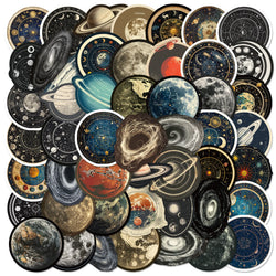 50pcs Space Station Universe Starry Sky Cartoon Graffiti Stickers DIY Phone Laptop Notebook Suitcase Waterproof Sticker Kids Toy (Online Order Only)
