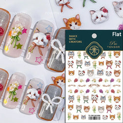 Lovely Cartoon Halo Dyeing Cat Bowkbot Paw Kitten Star Love Charming Self Adhesive Nail Art Sticker Cute Animals Manicure Decal (ONLINE ORDER ONLY)