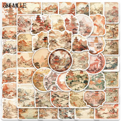 Cartoon Retro Landscape Stickers for Luggage, Guitar, Fridge, Laptop - 10/30/50PCS (Online Order Only)