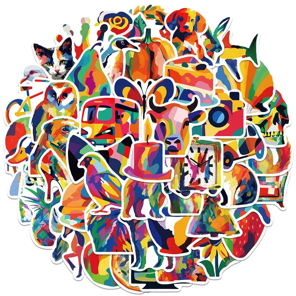 50pcs Colorful Cartoon Aesthetic Animals Waterproof Graffiti Stickers For Laptop Water Bottle Luggage Notebook Vinyl Decals (ONLINE ORDER ONLY)