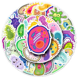 Microorganism Cartoon Stickers Pack - Funny Meme Decals for Laptop, Phone, Guitar, Car, Bike (ONLINE ORDER ONLY)