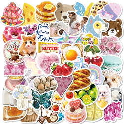 10/30/50PCS Ins Style Girls Cartoon Stickers Cute Dessert Animals Graffiti Decoration DIY Phone Notebook Fridge Suitcase Decals (ONLINE ORDER ONLY)
