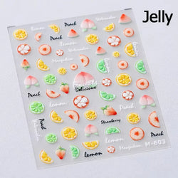 Chic Cute Cheese Ice Cream Pudding Bowknot Strawberry Muffin Stars Cake Embossed Heart Adhesive Nail Art Sticker Manicure Decals (ONLINE ORDER ONLY)