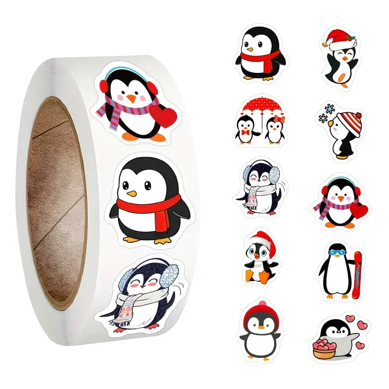 100-500pcs Penguin Christmas Stickers Thank You Sticker DIY Gift Baking Package Decoration Lables Scrapbooking Stationery (Online Order Only)