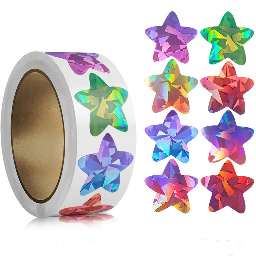 100-500pcs Color Holographic Star Stickers Birthday Wedding Gift Party Decor Seals Label Envelope Baking Labels Sticker (Online Order Only)