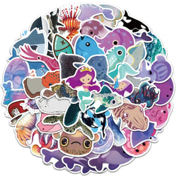 50pcs Cute Cartoon Ocean Series Animals Stickers For Luggage Laptop Guitar Skateboard Decor Waterproof Graffiti Car Decals (ONLINE ORDER ONLY)