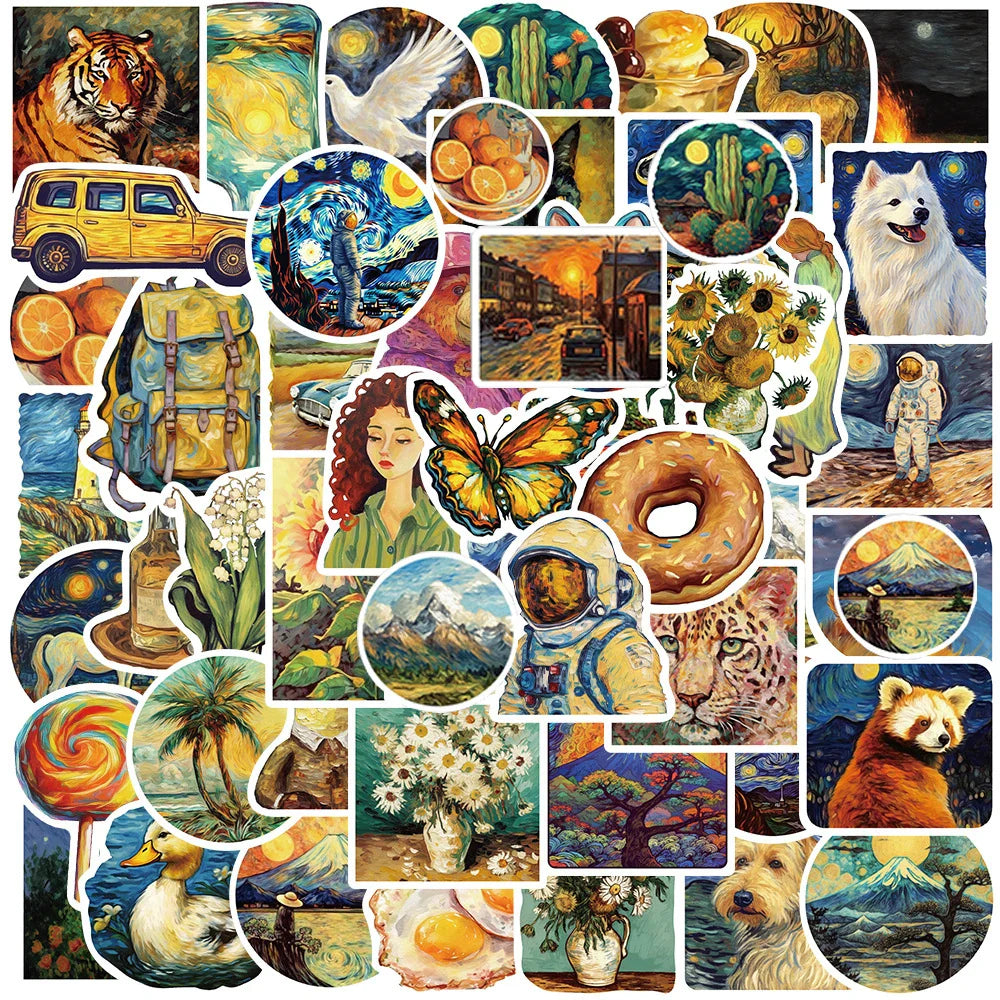 Oil Painting Cartoon Stickers - Laptop, Car, Phone, Suitcase Decoration (10/30/50pcs) (ONLINE ORDER ONLY)