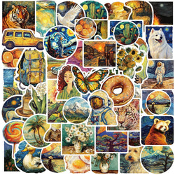 Oil Painting Cartoon Stickers - Laptop, Car, Phone, Suitcase Decoration (10/30/50pcs) (ONLINE ORDER ONLY)