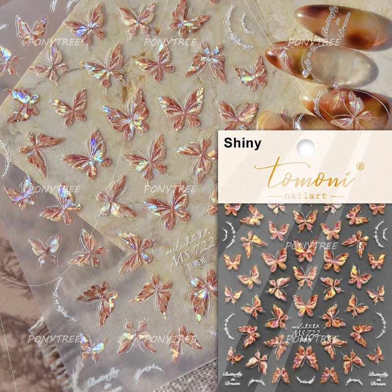 Oil Painting Style Rose Flowers Butterfly Wreath Floral Garland 5D Soft Relief Adhesive Nail Art Sticker Cute 3D Manicure Decals (ONLINE ORDER ONLY)