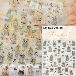 Cat Kitten Rabbit Flower Bouquet Bowknot Vase Bunny Grid Star Blocks Round Warm Sun Decoration Nail Art Stickers Manicure Decals (ONLINE ORDER ONLY)