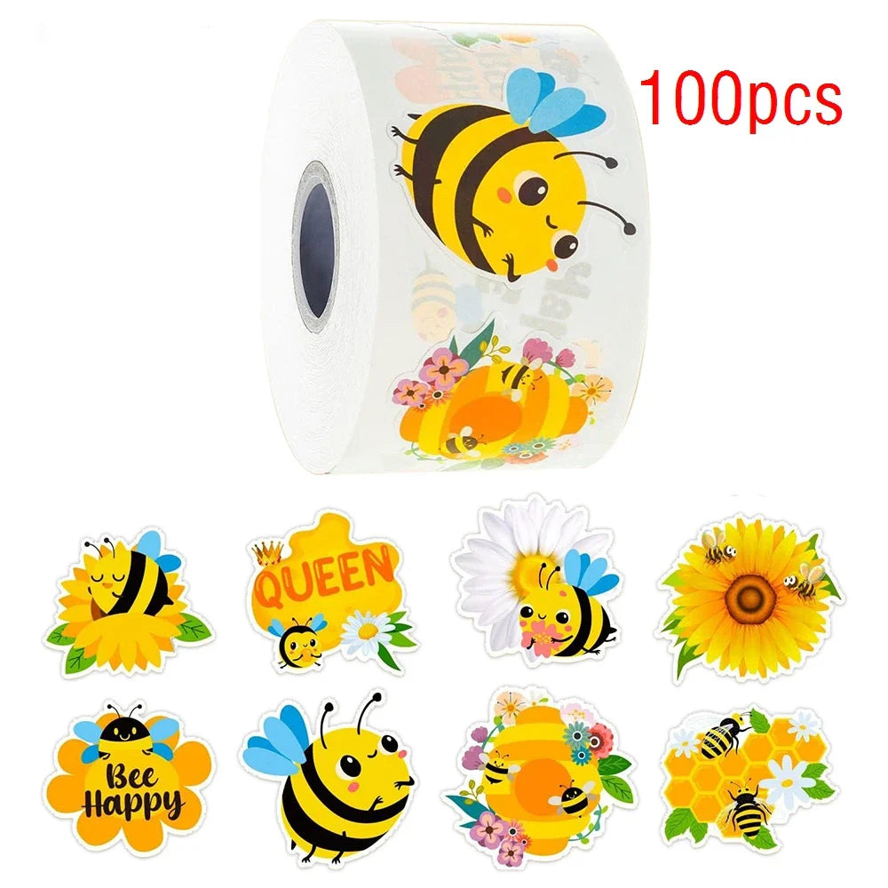 100-500pcs Cartoon Bee Stickers Cartoon Animal Reward Stickers Children DIY Handmade Gift Decoration Label Stationery Sticker (ONLINE ORDER ONLY)