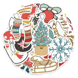 10/27PCS Cute Tree Santa Claus Stickers Merry Christmas Decoration Sticker Packs (Online Order Only)