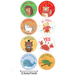 100-500pcs Animal Reward Stickers Adorable Round Kids Motivational Stickers Cartoon for Teacher Classroom Supplies (ONLINE ORDER ONLY)