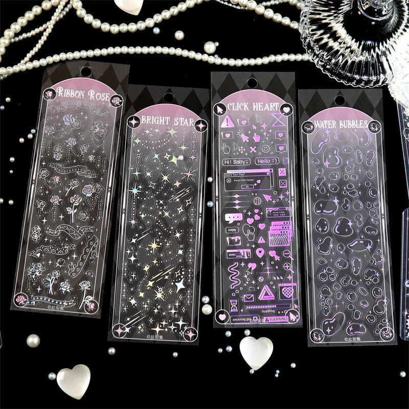 1pcs Hot Silver Laser Stereo Sticker Bright Stars Decorative Adhesive Sticker For Scrapbooking Diary Album Journal DIY Idol Card (Online Order Only)