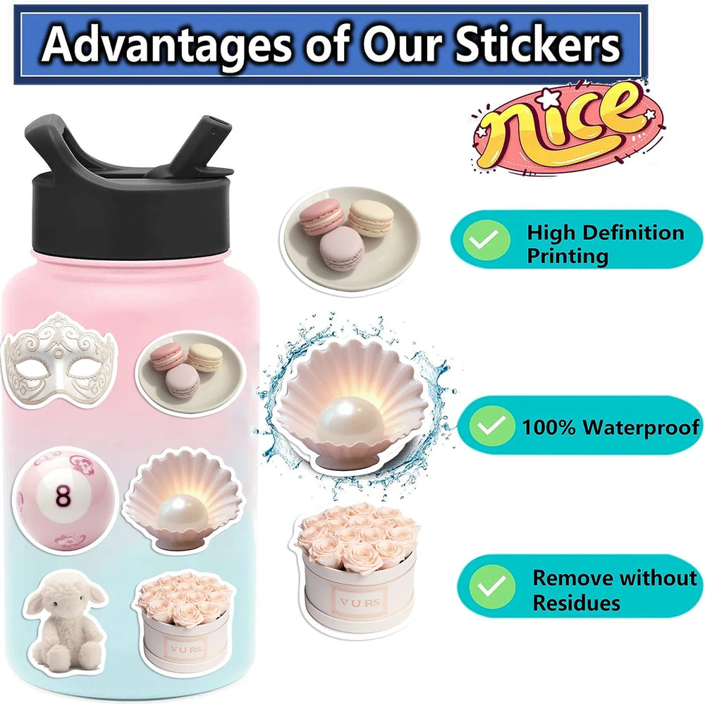 50pcs Cute Pink Ballet Girls Stickers Ins Style Decals DIY Decoration For Laptop Notebook Suitcase Laptop Phone Toys Gift (Online Order Only)