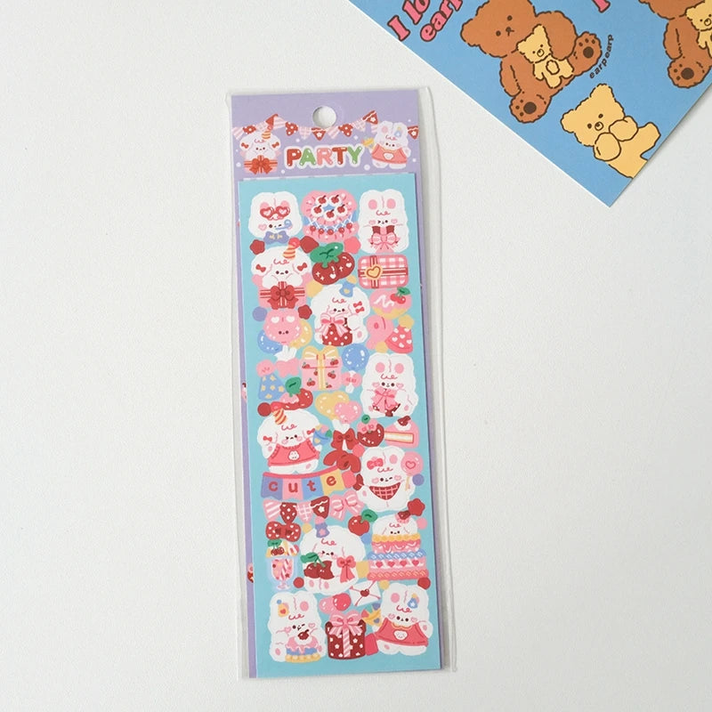 5Pcs Korean ins Cute Dog Rabbit Decorative Stickers Hand Account Idol Card DIY Material Scrapbooking Sticker Kawaii Stationery (ONLINE ORDER ONLY)