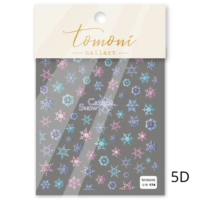 Bronzing Jelly Laser Snowflake Christmas Hot 5D Soft Embossed Relief Self Adhesive Nail Art Decoration Sticker 3D Manicure Decal (ONLINE ORDER ONLY)