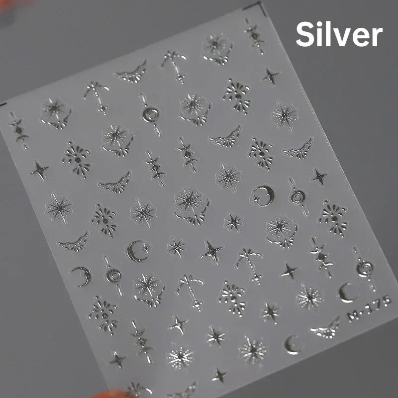 Shiny Laser Constellation Totem Pink Blue Gold Silver Shell Starfish Moon Star 3D Self Adhesive Nail Art Sticker Manicure Decals (ONLINE ORDER ONLY)