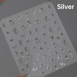 Shiny Laser Constellation Totem Pink Blue Gold Silver Shell Starfish Moon Star 3D Self Adhesive Nail Art Sticker Manicure Decals (ONLINE ORDER ONLY)