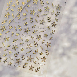 Gold Hot Stamping Flowers Leaves 3D 5D Pearl Bead Delicate Self Adhesive Nail Art Decorations Stickers Manicure Decals Wholesale (Online Order Only)