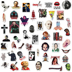 10/25/50pcs Mixed Horror Movie Sticker Packs, Chucky from Child’s Play, Jason, Killer Klowns, They Live, and more (ONLINE ORDER ONLY)