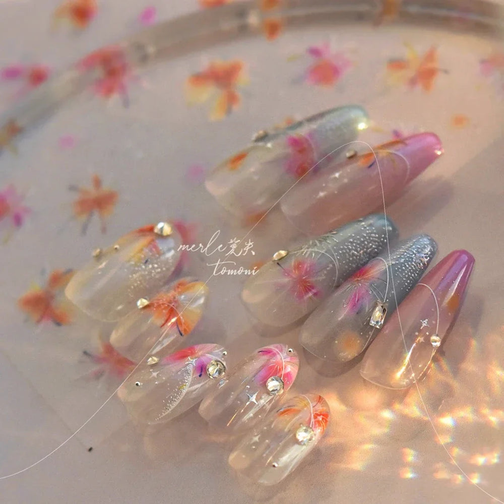 Fireworks Bloom Romantic Starry Sky Goldfish Metallics Color Gradient Self Adhesive Nail Art Stickers Halo Dyeing Manicure Decal (ONLINE ORDER ONLY)